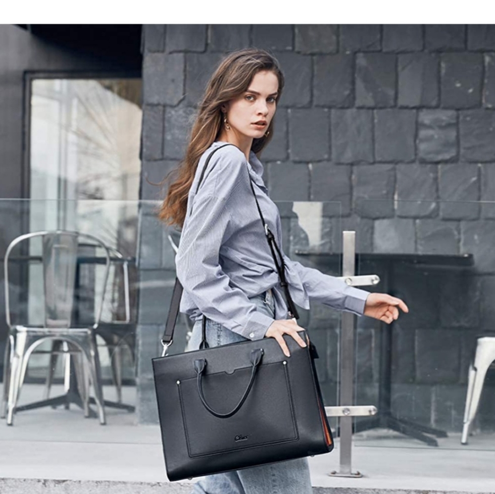 CLUCI Briefcase for Women Stylish Genuine Leather 15.6 Inch Laptop Large Pocket